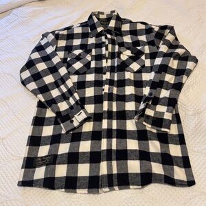 The Vermont Flannel Co Men’s Buffalo Plaid Heavy Flannel Shirt Large Black White